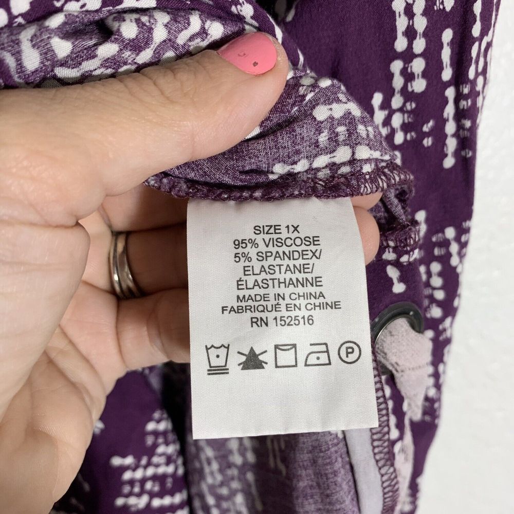 Prescott New York Purple Button Scrunchy Sleeve Blouse Plus Size 1X Women’s - Picture 8 of 11